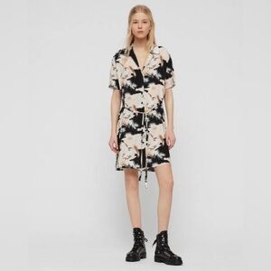 All Saints Amia Talon Tie Waist Shirt Dress. Size Small